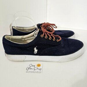 Polo Ralph Lauren‎ Mens Navy Canvas Sneakers Size 11《779》S